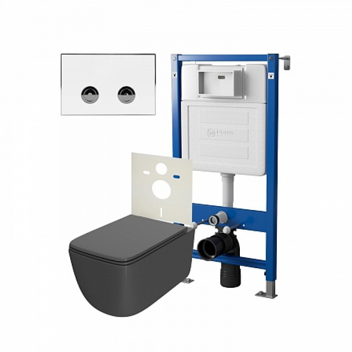 Комплект унитаза с инсталляцией Point Меркурий PN48175WC (цвет клавиши белый/хром)