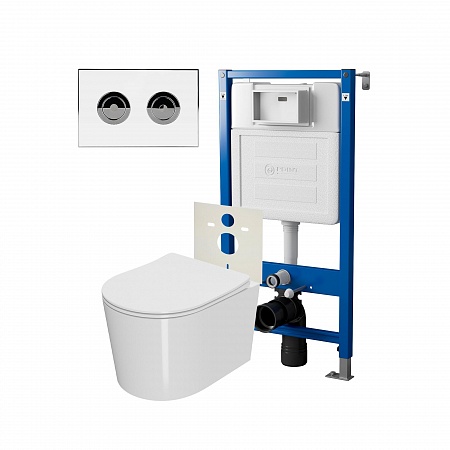 Комплект унитаза с инсталляцией Point Веста PN48207WC (цвет клавиши белый/хром)