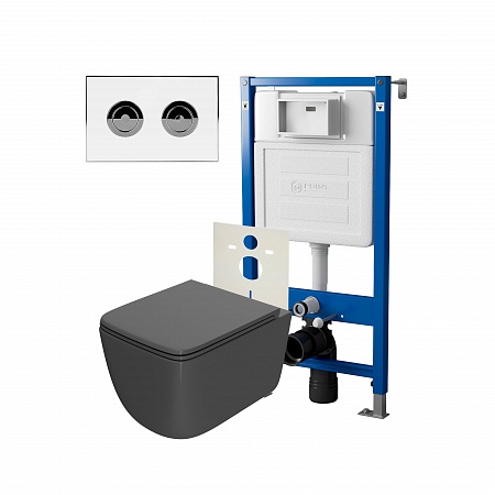 Комплект унитаза с инсталляцией Point Меркурий PN48197WC (цвет клавиши белый/хром)
