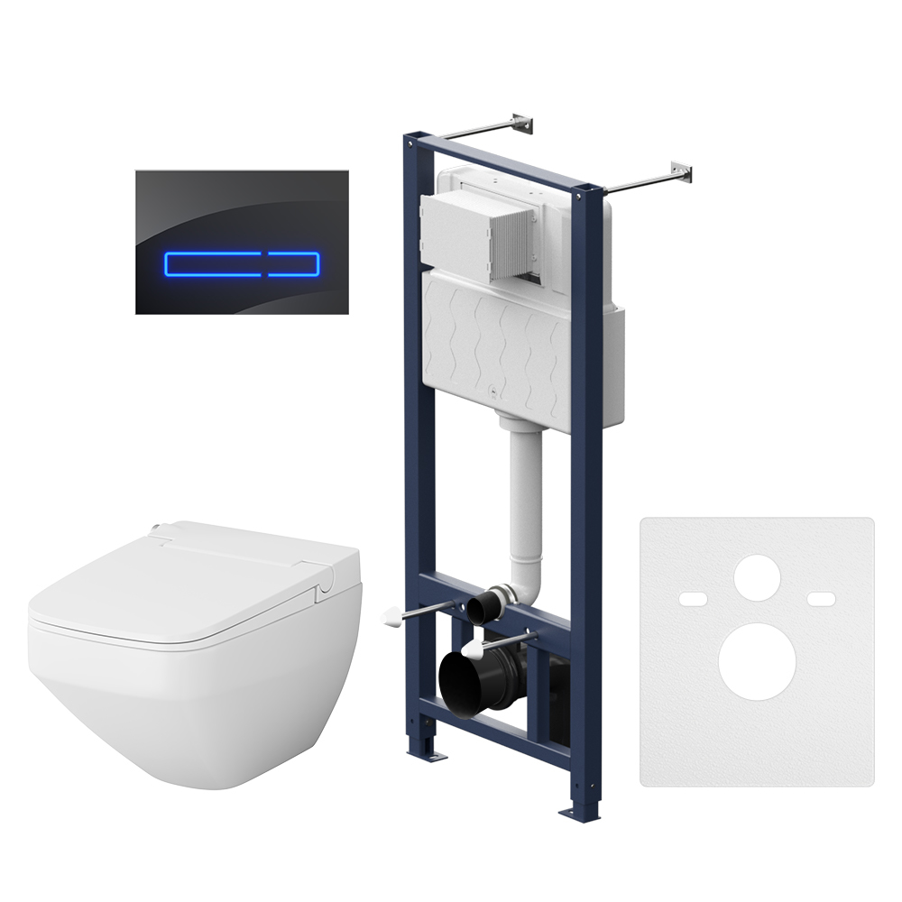 Комплект унитаза с инсталляцией AM.PM Inspire V2.0 FlashClean IS450A38.CCC50A (клавиша черный)