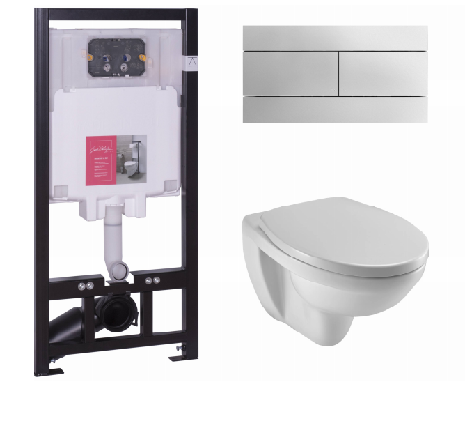 Комплект унитаза с инсталляцией Jacob Delafon Patio E21734RU-00 (цвет клавиши хром)