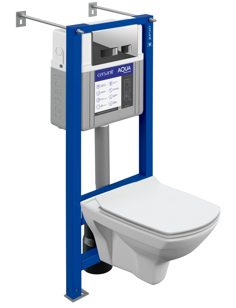 Комплект унитаза с инсталляцией Cersanit Carina XL CO DPL EO slim 64119  (клавиша белый)