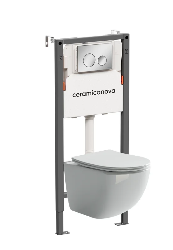 Комплект унитаза с инсталляцией Ceramica Nova Balance CN3009_121001CH (цвет клавиши хром)
