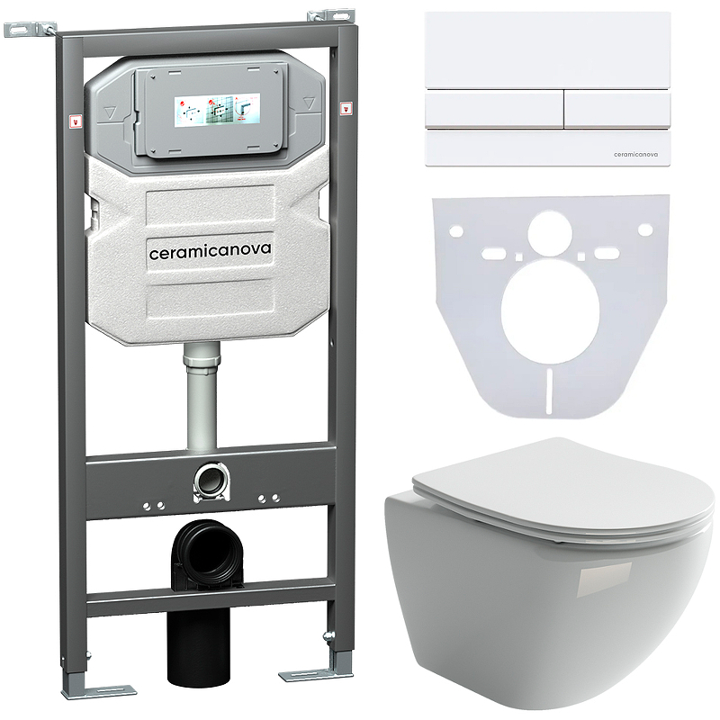 Комплект унитаза с инсталляцией Ceramica Nova Metropol CN4002_1002W_1000 (цвет клавиши белый)
