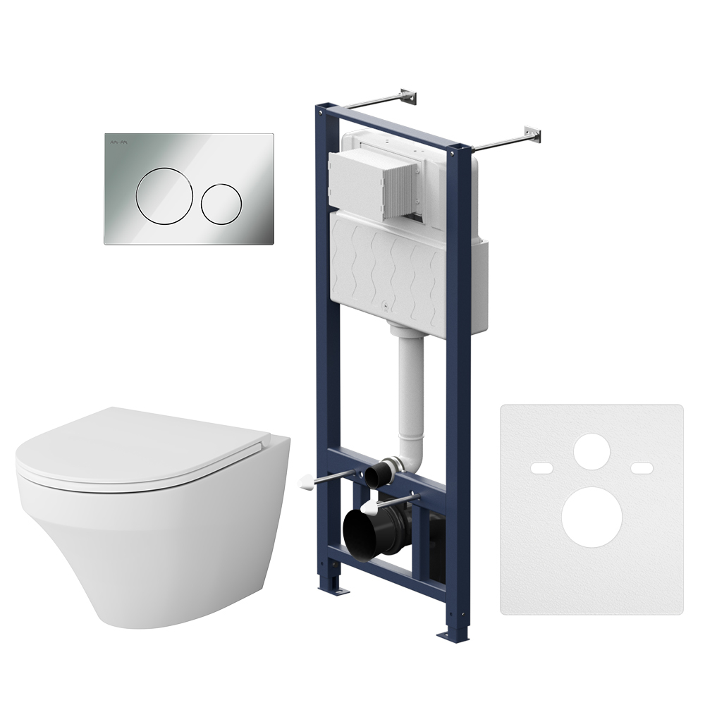 Комплект унитаза с инсталляцией AM.PM Inspire FlashClean IS49051.501700 (клавиша хром)