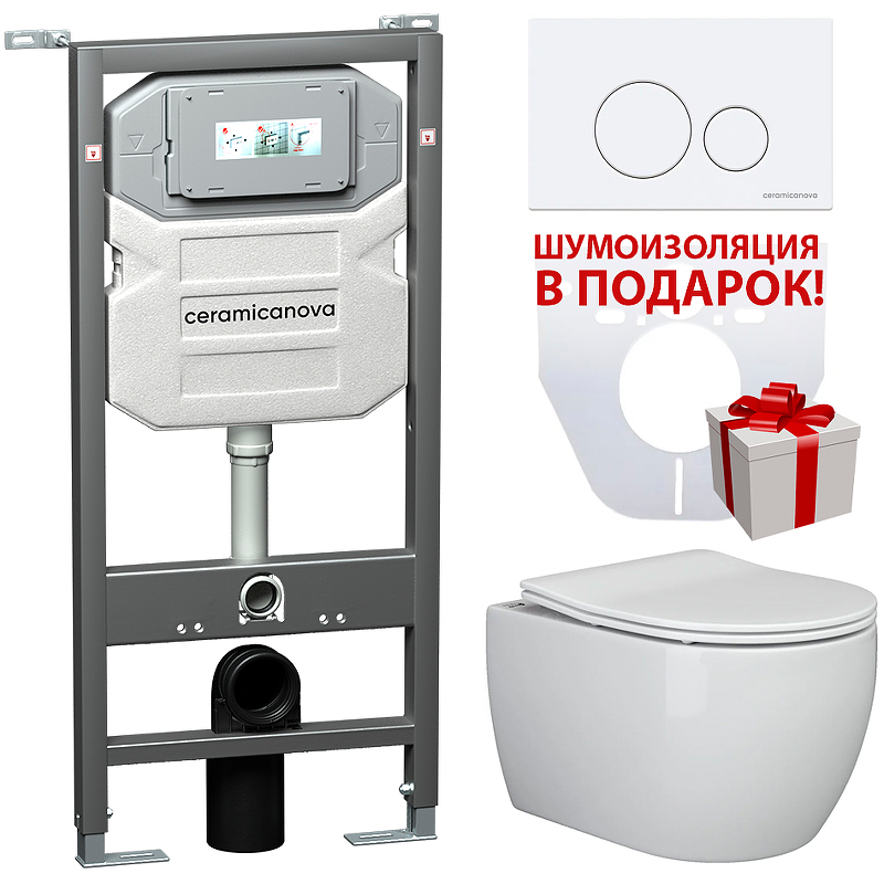 Комплект унитаза с инсталляцией Ceramica Nova Play CN3001_1001W_1000 (клавиша белый)