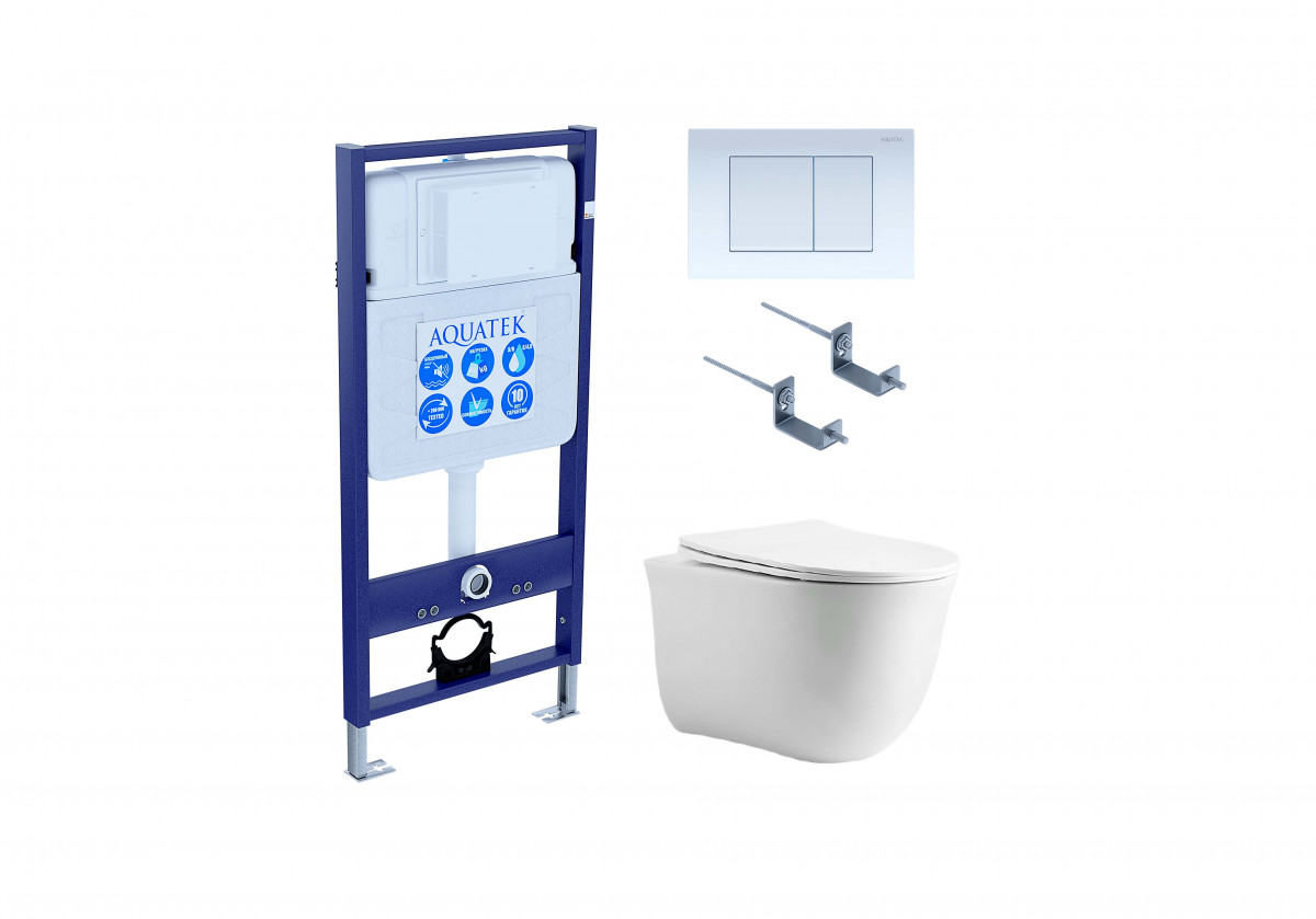 Комплект унитаза с инсталляцией Aquatek Классик SET AQUATEK КЛАССИК cm-009 4в1 (цвет клавиши белый)