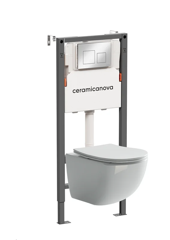 Комплект унитаза с инсталляцией Ceramica Nova Balance CN3009_121002CH (цвет клавиши хром)