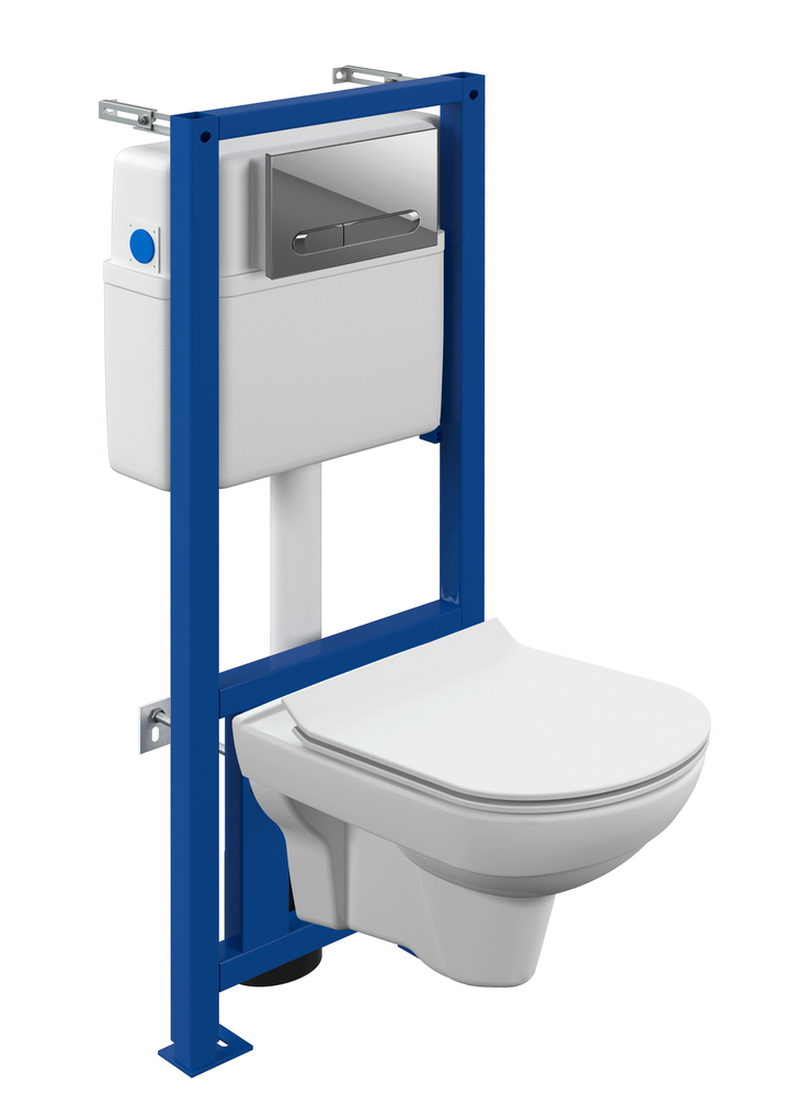 Комплект унитаза с инсталляцией Cersanit City CO DPL EO slim 64121 (клавиша хром)
