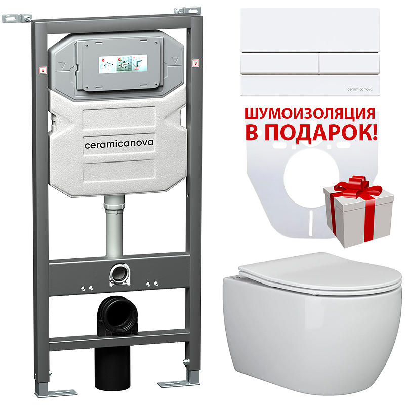 Комплект унитаза с инсталляцией Ceramica Nova Play CN3001_1002W_1000 (клавиша белый)