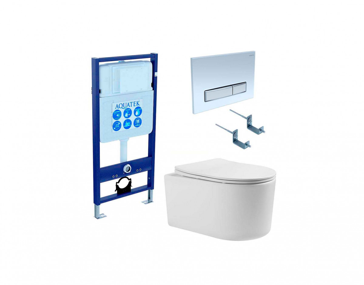 Комплект унитаза с инсталляцией Aquatek Мия SET AQUATEK МИЯ 4в1 (цвет клавиши никель)