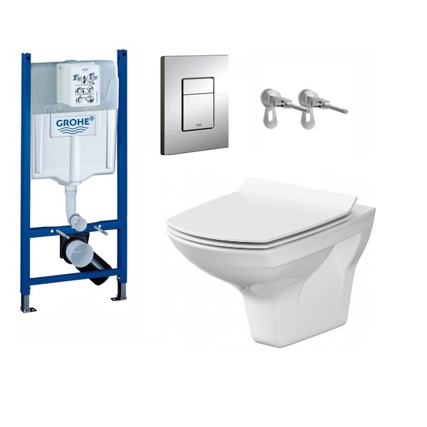 Комплект инсталляции  Grohe Rapid SL c унитазом Carina Clean On 39888000 (5 в 1)