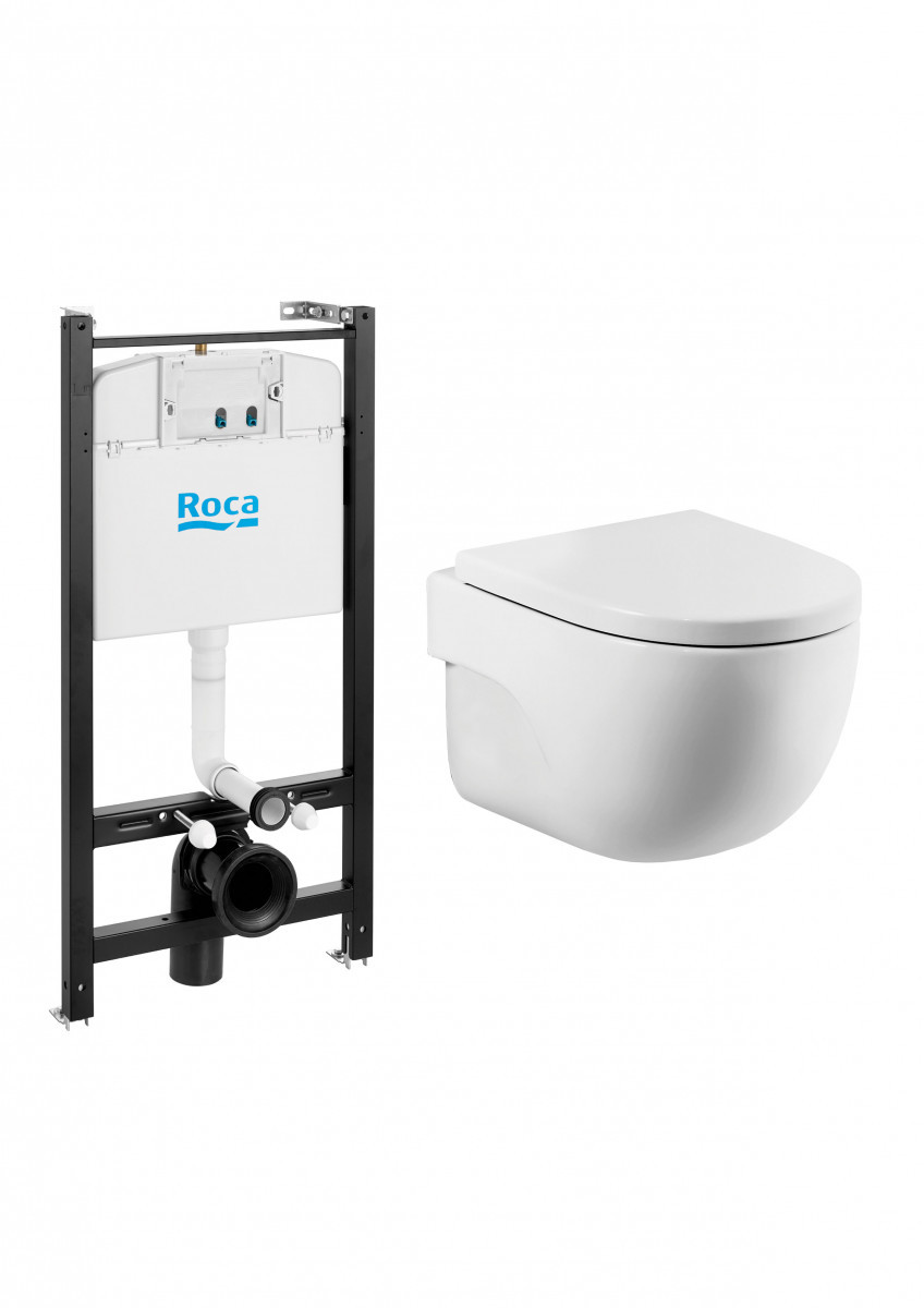 ПЭК Roca Meridian Pack 893104990 подвесной унитаз Rimless + инсталляция + сиденье Supralit