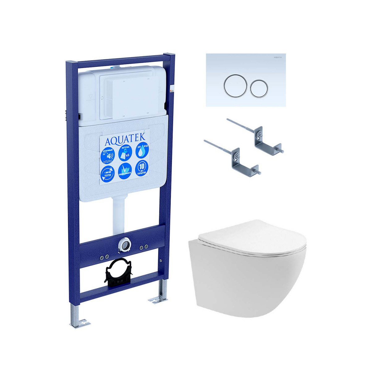 Комплект унитаза с инсталляцией Aquatek Европа SET AQUATEK ЕВРОПА T KDI15 (цвет клавиши белый)