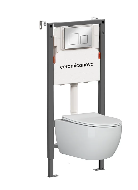 Комплект унитаза с инсталляцией Ceramica Nova Balance CN3001_121002CH (цвет клавиши хром)