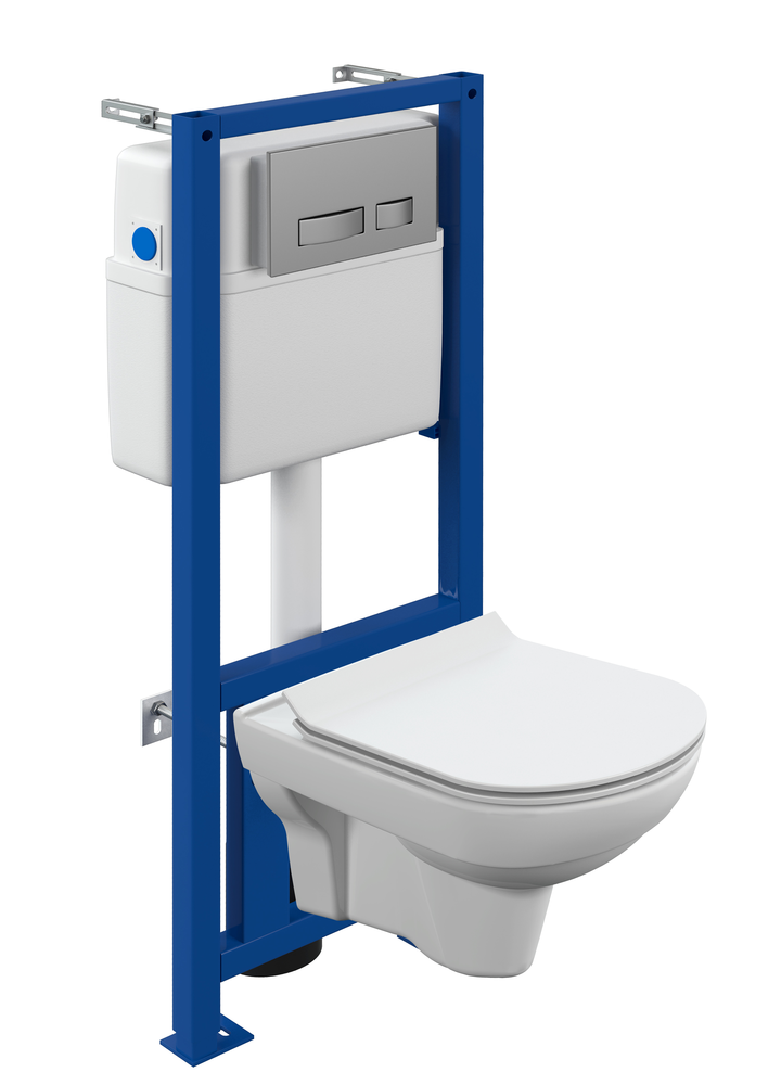 Комплект унитаза с инсталляцией Cersanit City CO DPL EO slim 64075 (клавиша хром)