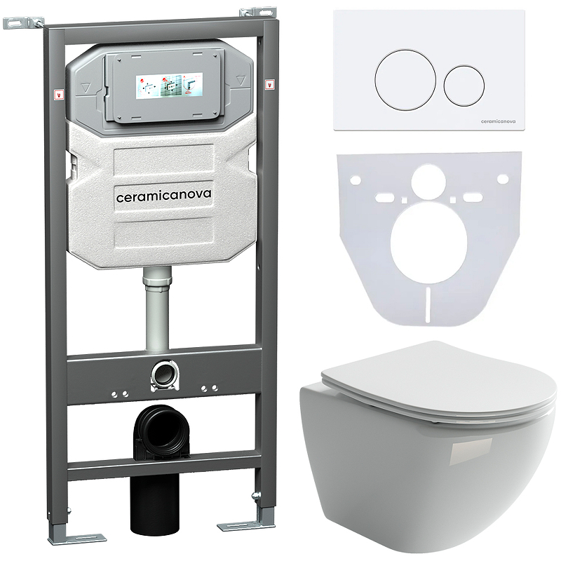 Комплект унитаза с инсталляцией Ceramica Nova Metropol CN4002_1001W_1000 (цвет клавиши белый)