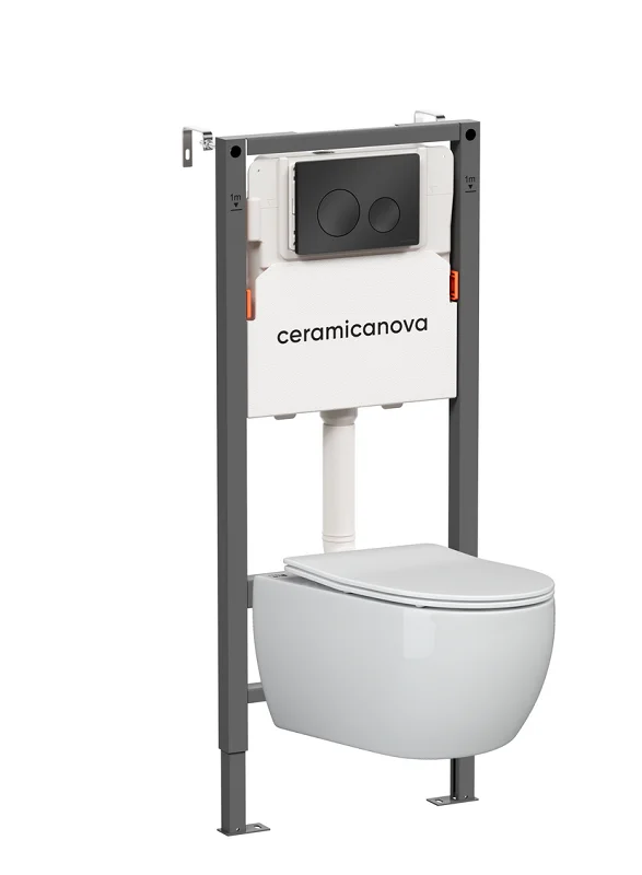 Комплект унитаза с инсталляцией Ceramica Nova Balance CN3001_121001MB (цвет клавиши черный матовый)