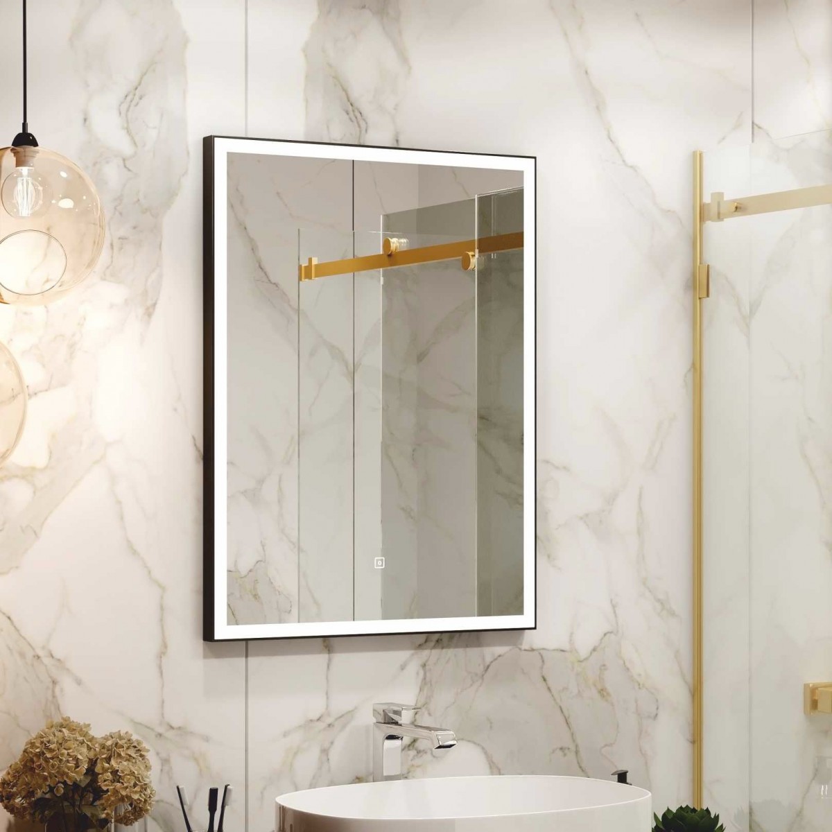 Зеркало Континент Frame Black Led ЗЛП183 800*600 мм (чёрный) LED