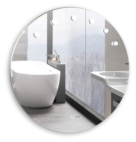 Зеркало Azario Nicole LED-00002514 1000*1000 мм (LED, часы, датчик температуры) белый