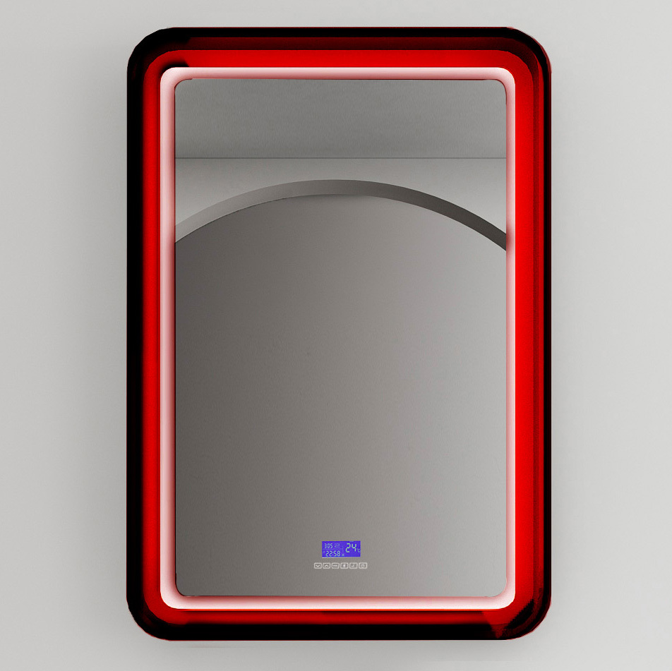Зеркало Abber Kristall AT6701Rubin 550*800 мм (LED, часы) красный