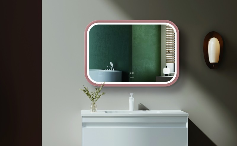 Зеркало Esbano ESMR3310KDG 1000*700 мм (LED, подогрев) золото розовое