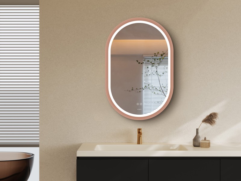 Зеркало Esbano ESMR3310HVDG 600*900 мм (LED, подогрев) золото розовое