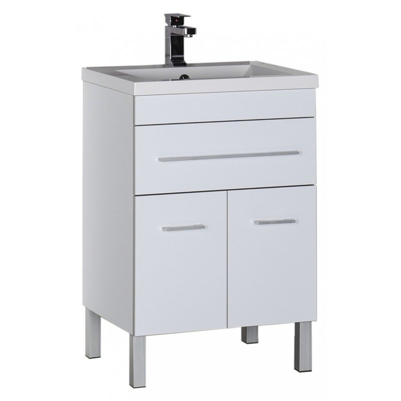 Тумба под раковину Aquanet Верона 58 см (белый) 1 ящик 2 дверцы. напольная