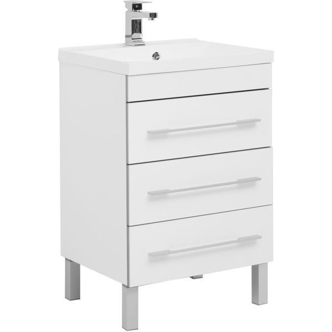 Тумба под раковину Aquanet Верона  58 см (белый) 3 ящика, напольная