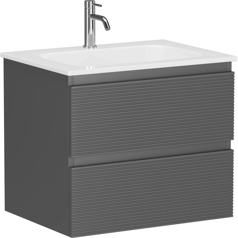 Тумба под раковину Sancos Folk FL60GS 59 см (тёмно-серый матовый) подвесная