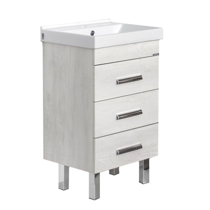 Тумба с раковиной Comforty Никосия-50Н 00-00017092 (белый дуб) напольная