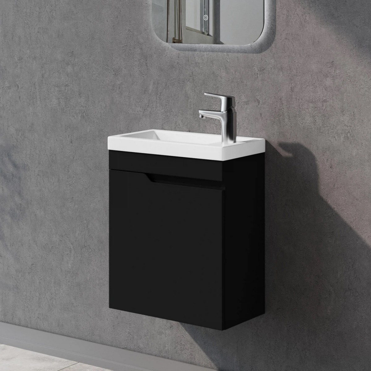 Тумба с раковиной Итана Alexa 4657836466447 45 см (черный софт матовый) подвесная L