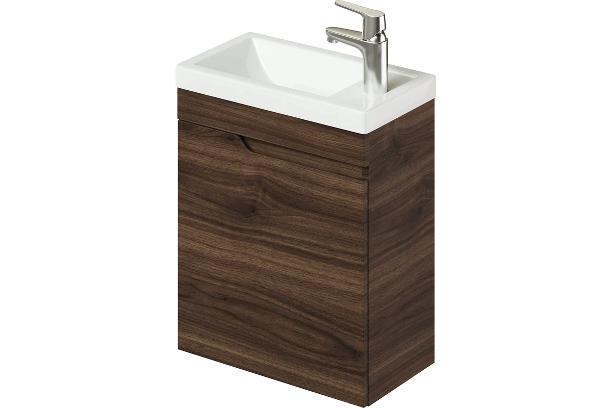 Тумба с раковиной Итана Alexa 4657834372528 45 см (орех пекан шоколад стронг) подвесная L