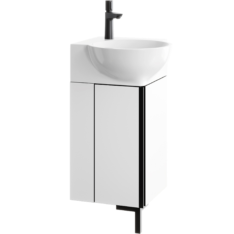 Тумба под раковину Aqwella Porto POR0104WB 45 см (белый/черный) угловая, напольная