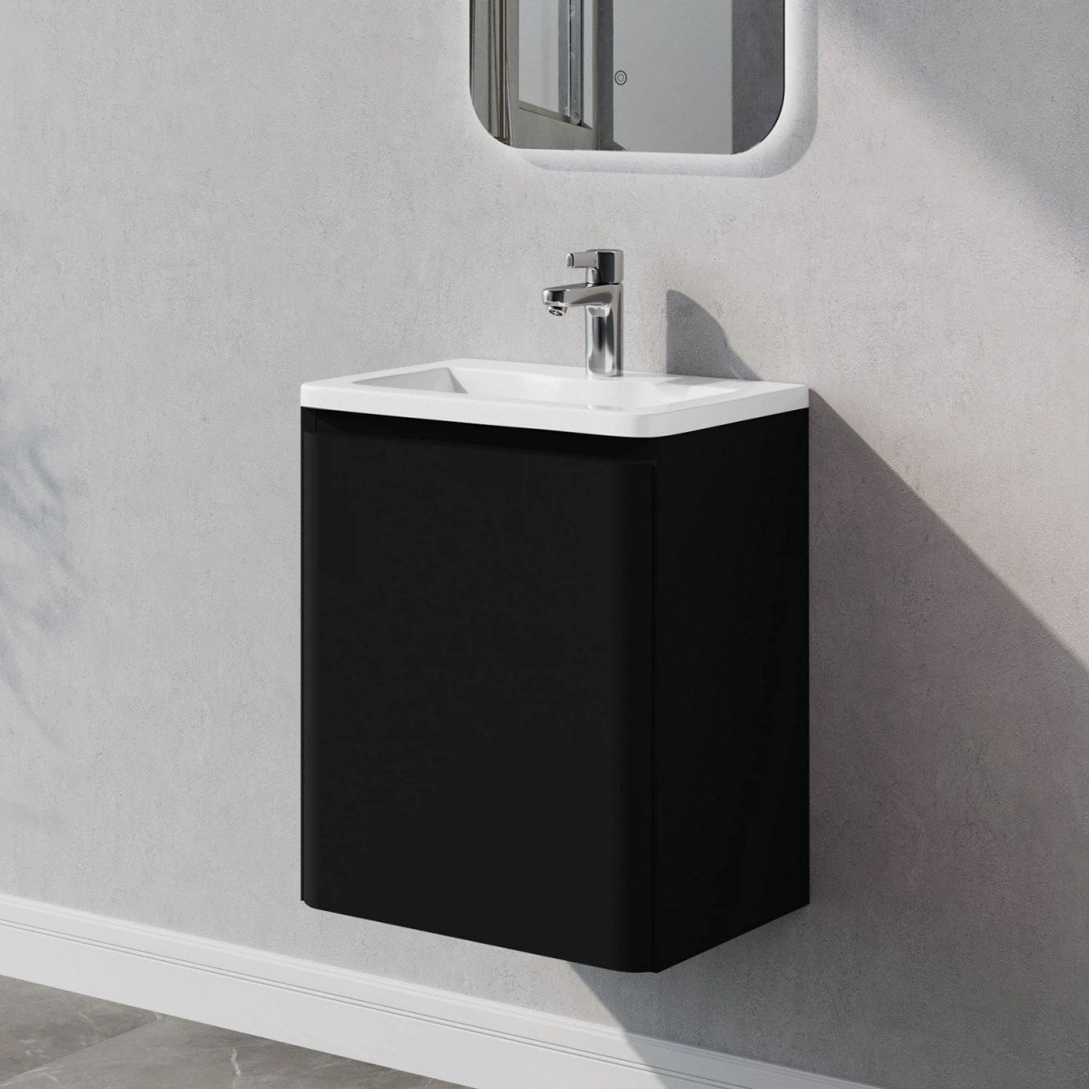 Тумба с раковиной Итана Roberto 4657836466362 50 см (черный софт матовый) подвесная