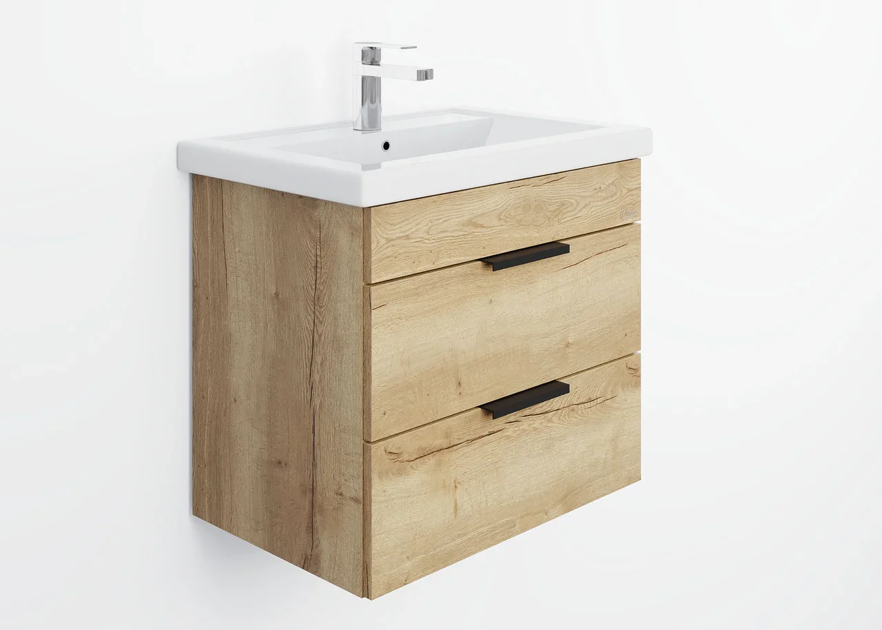 Тумба под раковину Onika Легран 106117 60 см  (дуб галифакс) подвесная