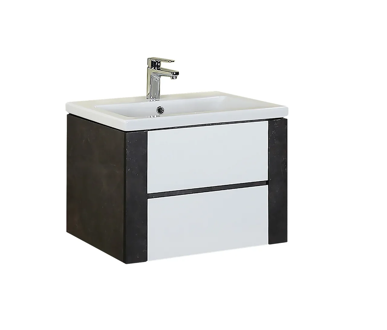 Тумба под раковину Onika Стоун 107045 70 см (белый/ателье тёмный) подвесная