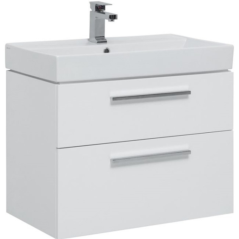 Тумба под раковину Aquanet Nova 75 см (белый) 2 ящика подвесная
