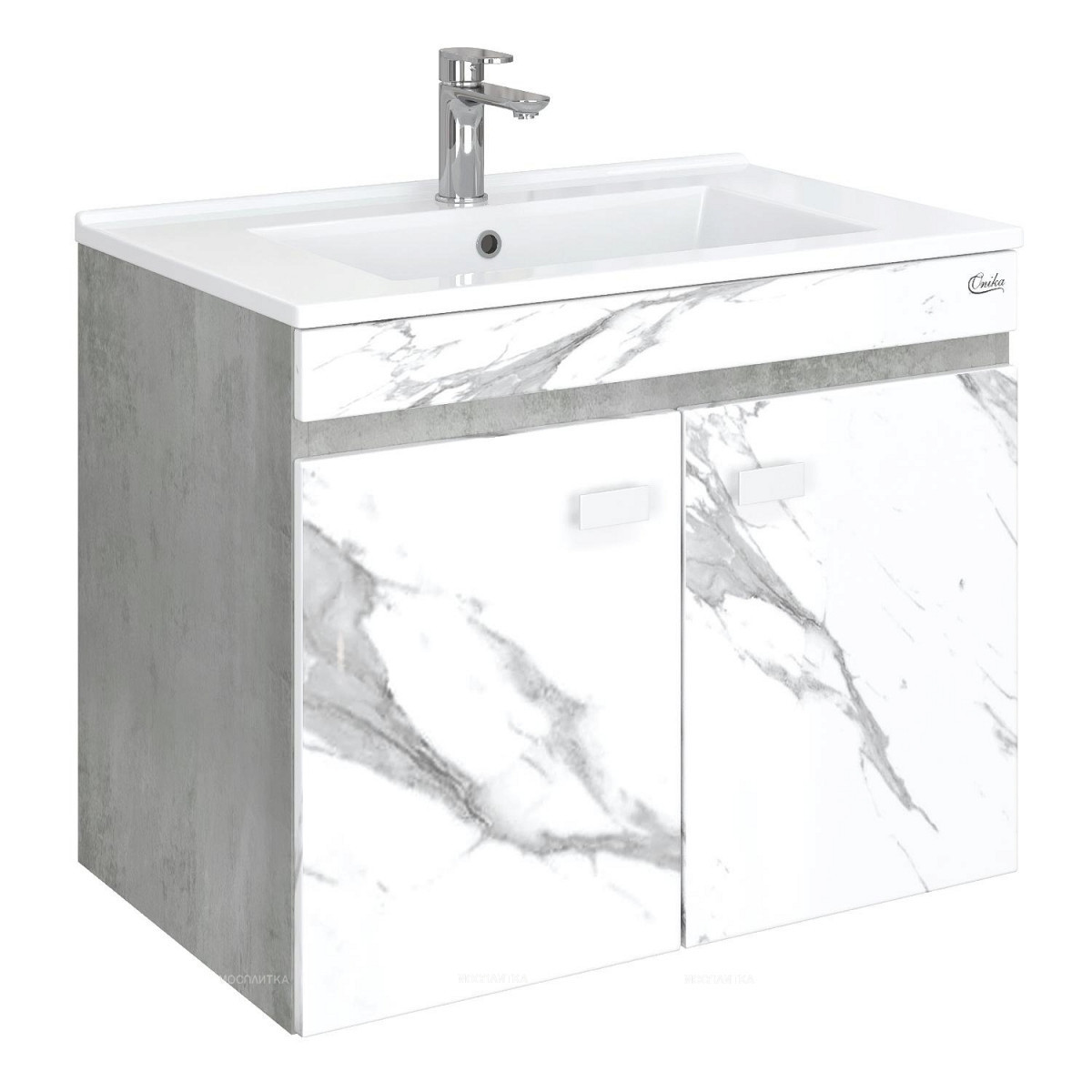 Тумба под раковину Onika Марбл 107517 75 см (мрамор/камень бетонный) подвесная