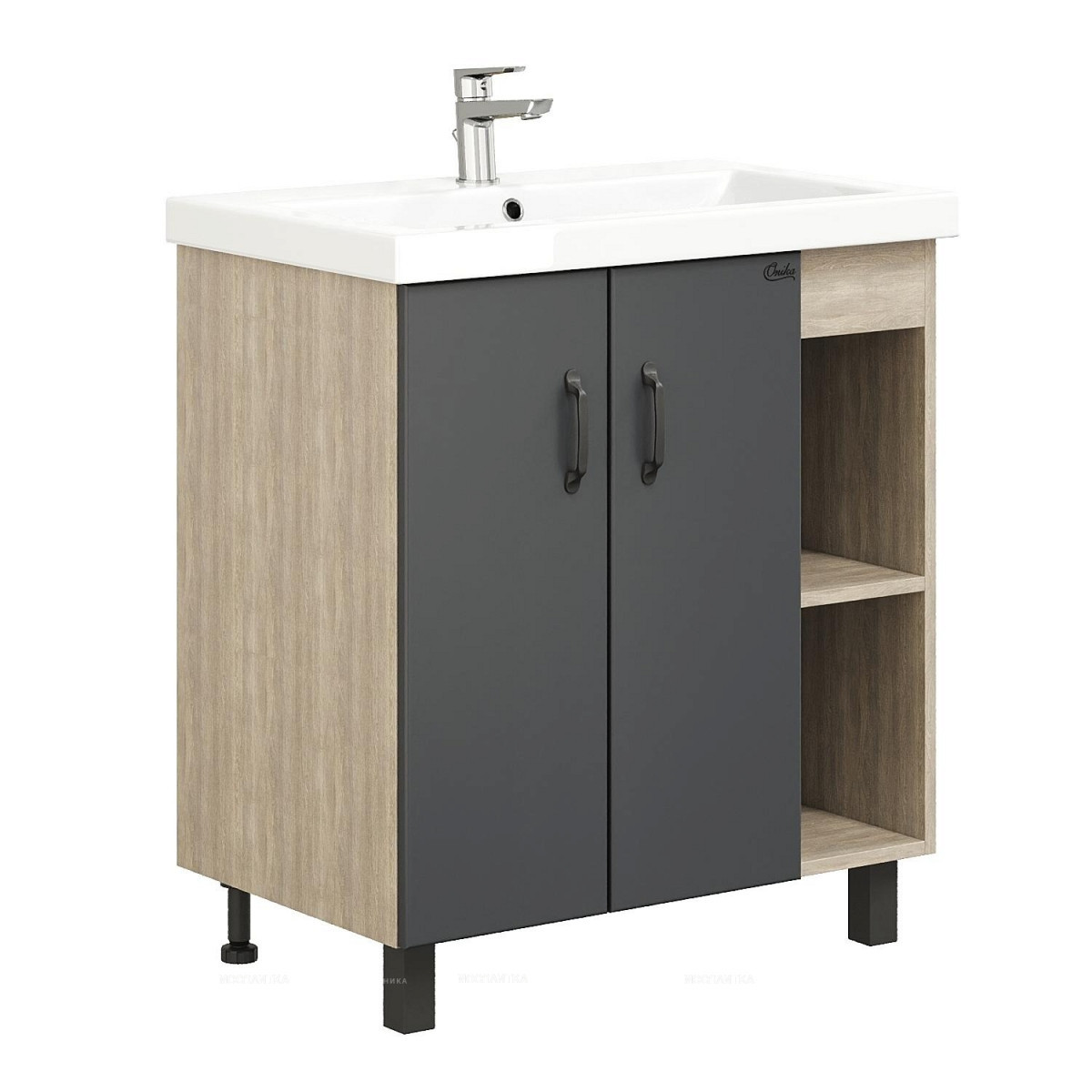 Тумба под раковину Onika Тимбер 107057 70 см (серый матовый/дуб сонома) напольная