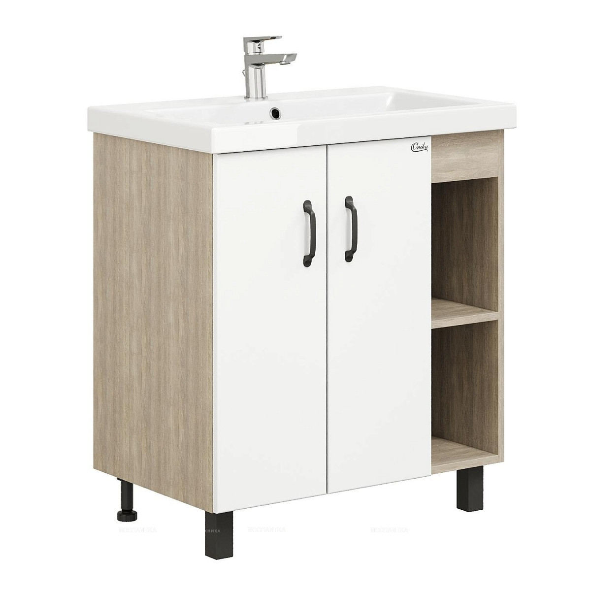 Тумба под раковину Onika Тимбер 107056 70 см (белый матовый/дуб сонома) напольная