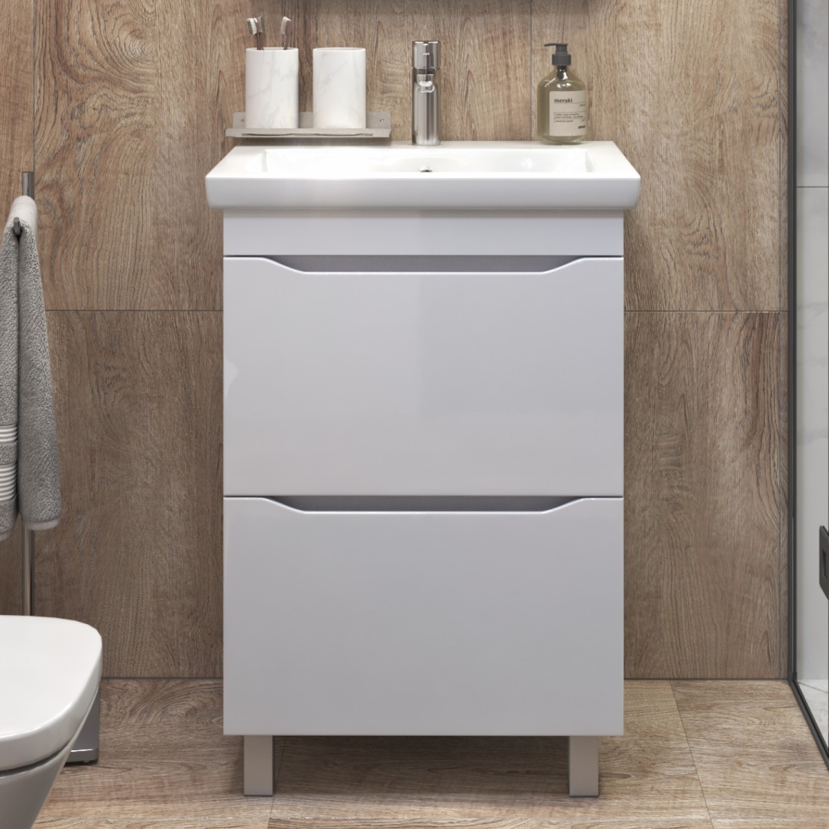 Тумба под раковину Vigo Grani 201 60 см (белый) напольная