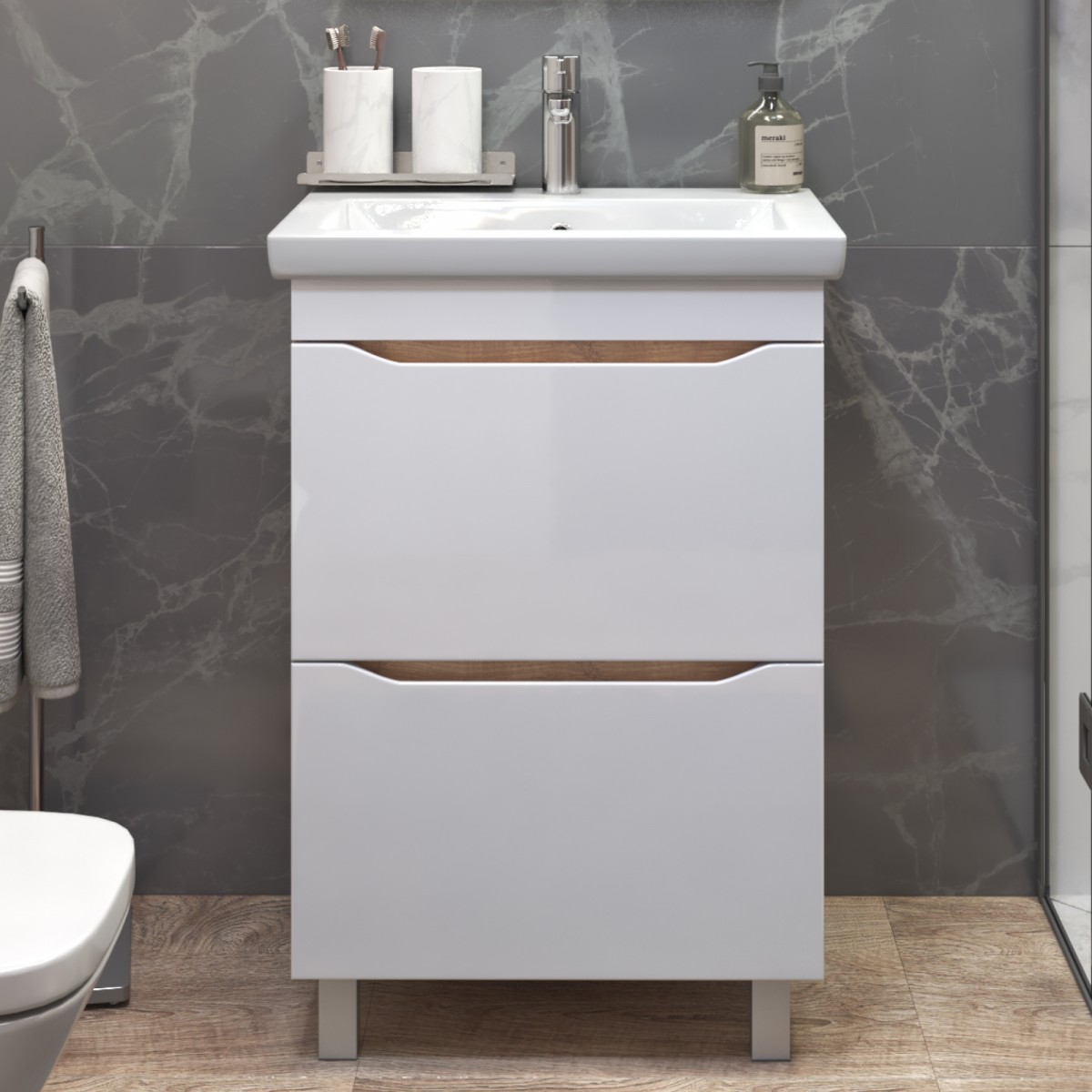 Тумба под раковину Vigo Grani 201 дуб золотой 60 см (дуб золотой) напольная