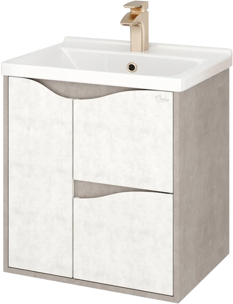 Тумба под раковину Onika Брендон 106138 60 см (бетон крем/камень светлый) подвесная