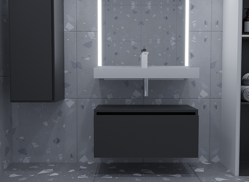 Тумба под раковину ArmadiArt Vallessi 897-060-A glossy 60 см (антрацит) подвесная