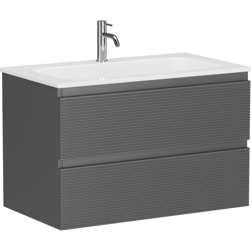 Тумба под раковину Sancos Folk FL80GS 79 см (тёмно-серый матовый) подвесная