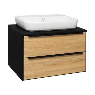 Тумба под раковину Runo Мальта 00-00001097 70 см (дуб/чёрный) подвесная