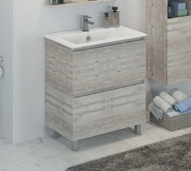 Тумба с раковиной Comforty Верона 00004137102 75 см (дуб белый) напольная