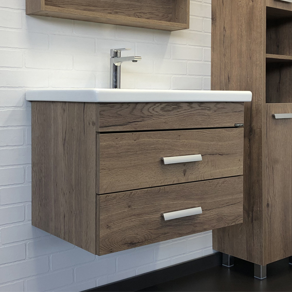 Тумба с раковиной Comforty Никосия 70П 00-00008855 70 см (дуб тёмный) подвесная