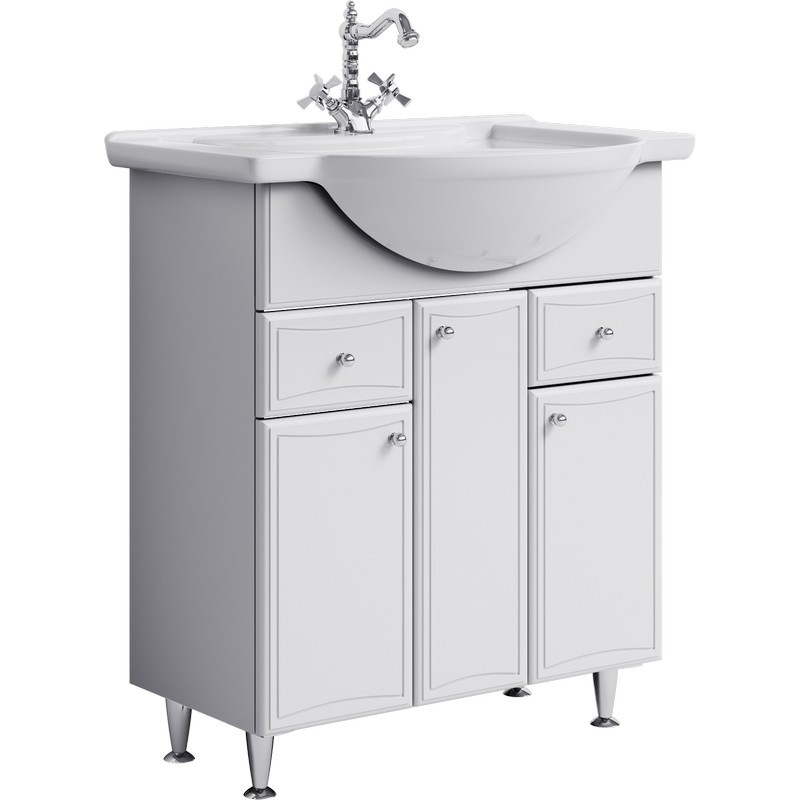 Тумба под раковину Aqwella Барселона BA0107K 75 см (белый) напольная